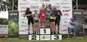 Siegertrppchen der gemischten Teams beim Bike and Bike 2017